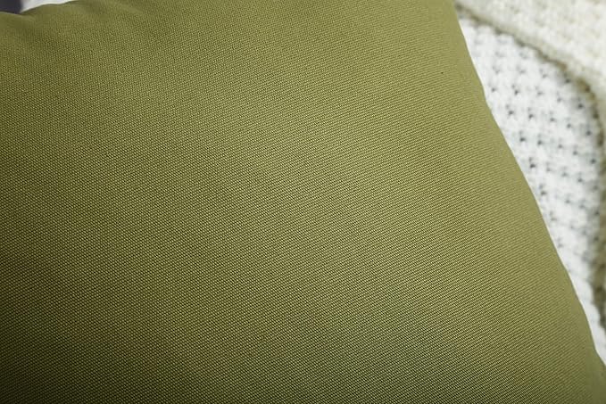 TangDepot Set of 2 Handmade Decorative Solid 100% Cotton Canvas Throw Pillow Covers/Cushion Covers, 45 Colors Available - (16"x16" 2 Pieces, Olive Green)
