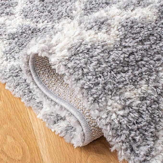 SAFAVIEH Arizona Shag Collection Area Rug - 9' x 12', Grey & Ivory, Moroccan Design, Non-Shedding & Easy Care, 1.6-inch Thick Ideal for High Traffic Areas in Living Room, Bedroom (ASG741G)