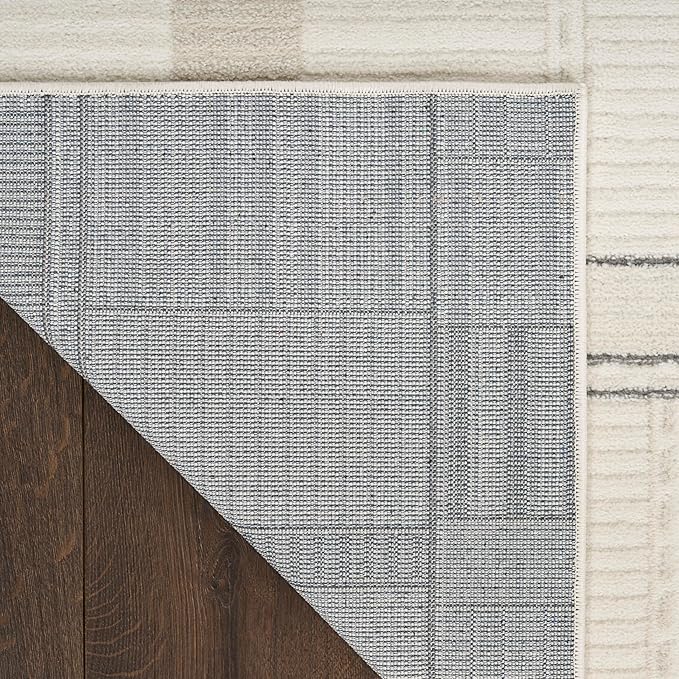 Nourison Home Nordic Ivory Grey 2' x 6' Scandinavian Area Rug - Easy Clean, Non Shedding, Bed Room, Living Room, Dining Room, Kitchen (6' Runner)