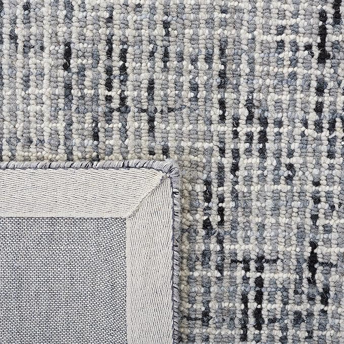 SAFAVIEH Abstract Collection Area Rug - 9' x 12', Dark Grey & Ivory, Handmade Wool, Ideal for High Traffic Areas in Living Room, Bedroom (ABT468H)