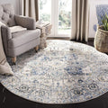 SAFAVIEH Madison Collection Area Rug - 6'7" Round, Grey & Ivory, Snowflake Medallion Distressed Design, Non-Shedding & Easy Care, Ideal for High Traffic Areas in Living Room, Bedroom (MAD603F)