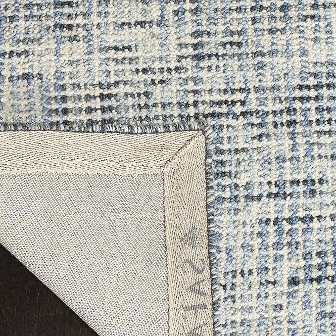 SAFAVIEH Abstract Collection Area Rug - 6' x 9', Blue & Charcoal, Handmade Wool, Ideal for High Traffic Areas in Living Room, Bedroom (ABT468B)