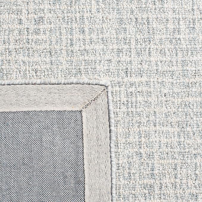 SAFAVIEH Abstract Collection Area Rug - 6' Square, Light Grey & Ivory, Handmade Wool, Ideal for High Traffic Areas in Living Room, Bedroom (ABT468F)