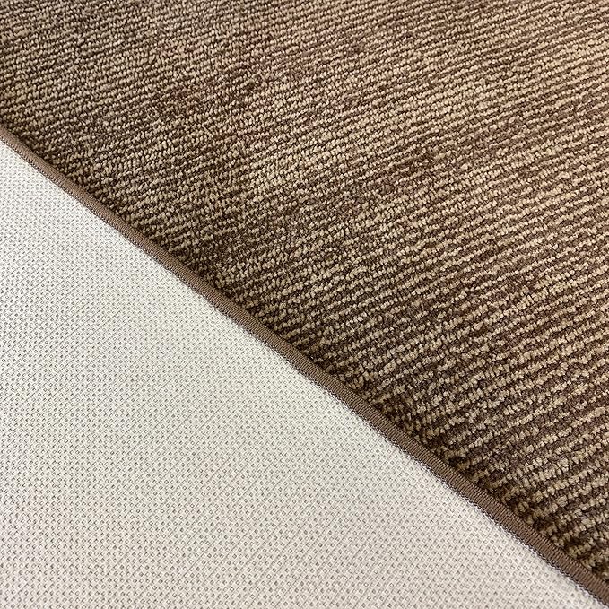 Custom Length Cut to Size Wide Width Carpet Runner Rug for Hallways, Slip Resistant Latex Rubber Backed, 31 inch Wide X Customized Length, Stripe Brown, 31 inch X 19 feet