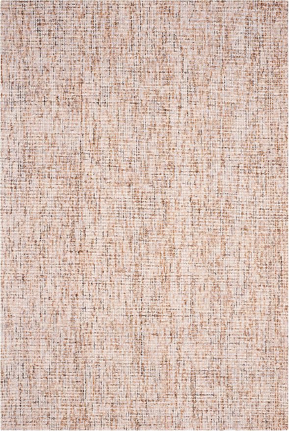 SAFAVIEH Abstract Collection Area Rug - 8' x 10', Beige & Rust, Handmade Wool, Ideal for High Traffic Areas in Living Room, Bedroom (ABT468A)