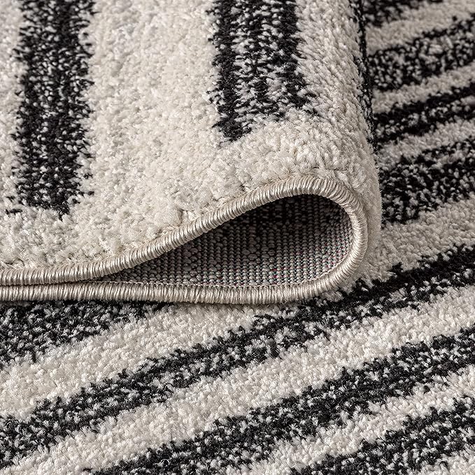 JONATHAN Y Khalil Modern Berber Stripe Cream/Black Runner Rug, 2x14, Contemporary, Bohemian, Easy-Cleaning for Living Room, Bedroom, Kitchen, Pet Friendly, Non-Shedding (MOH207A-214)