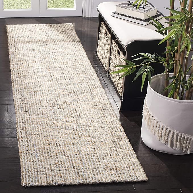 SAFAVIEH Abstract Collection Runner Rug - 2'3" x 8', Gold & Blue, Handmade Wool, Ideal for High Traffic Areas in Living Room, Bedroom (ABT468D)