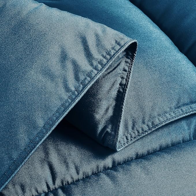 Chezmoi Collection 3-Piece All Season King Comforter Set Teal, Soft Quilted Down Alernative Duvet Insert with Corner Tabs, Lightweight Microfiber Bedding, 102 x 90 Inches