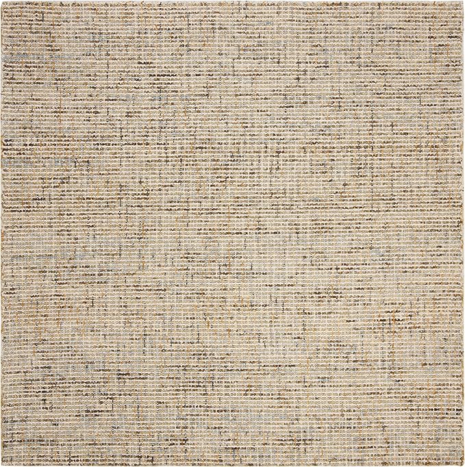 SAFAVIEH Abstract Collection Area Rug - 4' Square, Gold & Blue, Handmade Wool, Ideal for High Traffic Areas in Living Room, Bedroom (ABT468D)