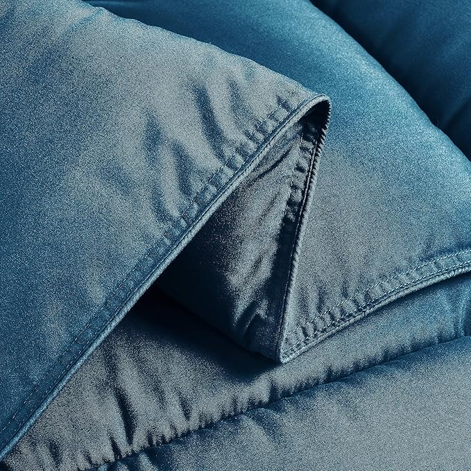 Chezmoi Collection 3-Piece All Season Queen Comforter Set Teal, Soft Quilted Down Alernative Duvet Insert with Corner Tabs, Lightweight Microfiber Bedding, 88 x 88 Inches