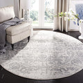 SAFAVIEH Madison Collection Area Rug - 8' Round, Silver & Ivory, Snowflake Medallion Distressed Design, Non-Shedding & Easy Care, Ideal for High Traffic Areas in Living Room, Bedroom (MAD603G)