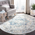 SAFAVIEH Madison Collection 6'7" Round Turquoise/Ivory MAD603K Oriental Snowflake Medallion Distressed Non-Shedding Dining Room Entryway Foyer Living Room Bedroom Area Rug