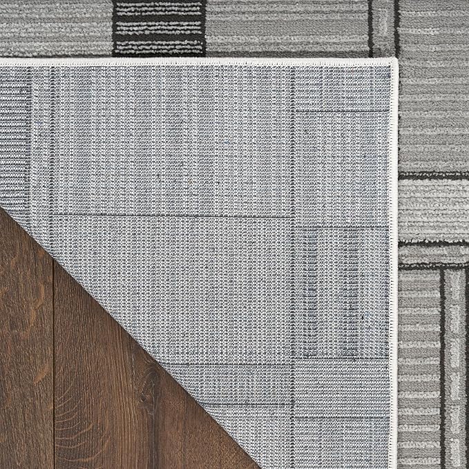 Nourison Home Nordic Black Grey 5' x 7' Scandinavian Area Rug - Easy Clean, Non Shedding, Bed Room, Living Room, Dining Room, Kitchen (5' x 7')
