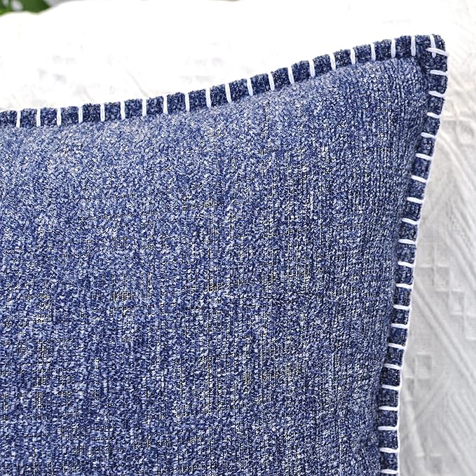 22x22 Pillow Cover Pack of of 2 Navy Blue Soft Textured Chenille Comfy Cozy Large Cushion Covers for Couch Pillows Modern Decor Square Big Pillows Cases Sofa Pillows Farmhouse Decor