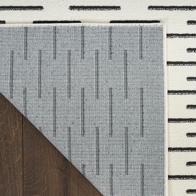 Nourison Home Nordic Ivory Black 4' x 6' Area Rug - Easy Clean, Non Shedding, Bed Room, Living Room, Dining Room, Kitchen (4' x 6')