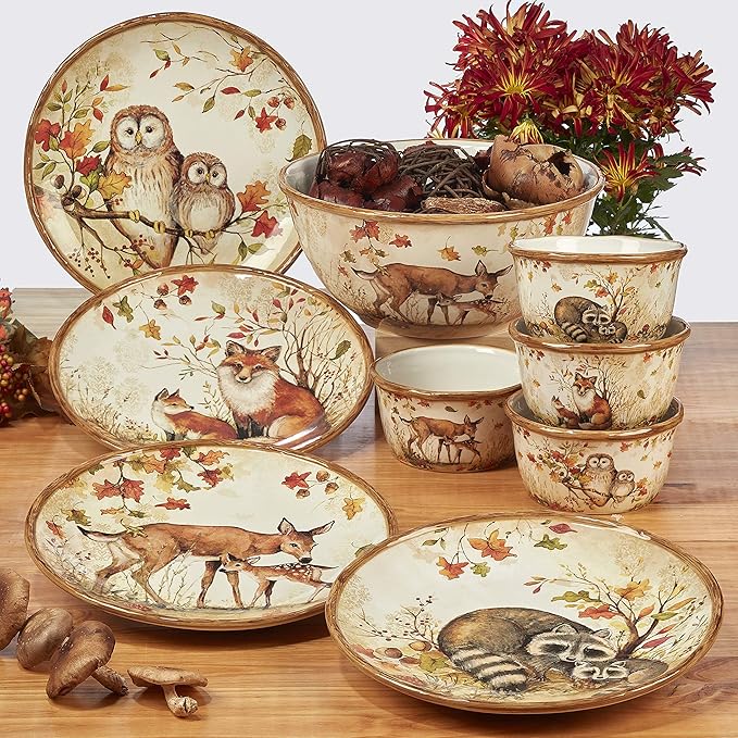 Certified International Pine Forest 10.5'' Dinner Plates, Large, Multicolor, Set of 4