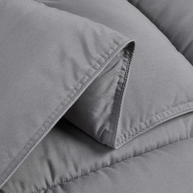 Chezmoi Collection 2-Piece All Season Twin Comforter Set Gray, Soft Quilted Down Alernative Duvet Insert with Corner Tabs, Lightweight Microfiber Bedding, 64 x 88 Inches