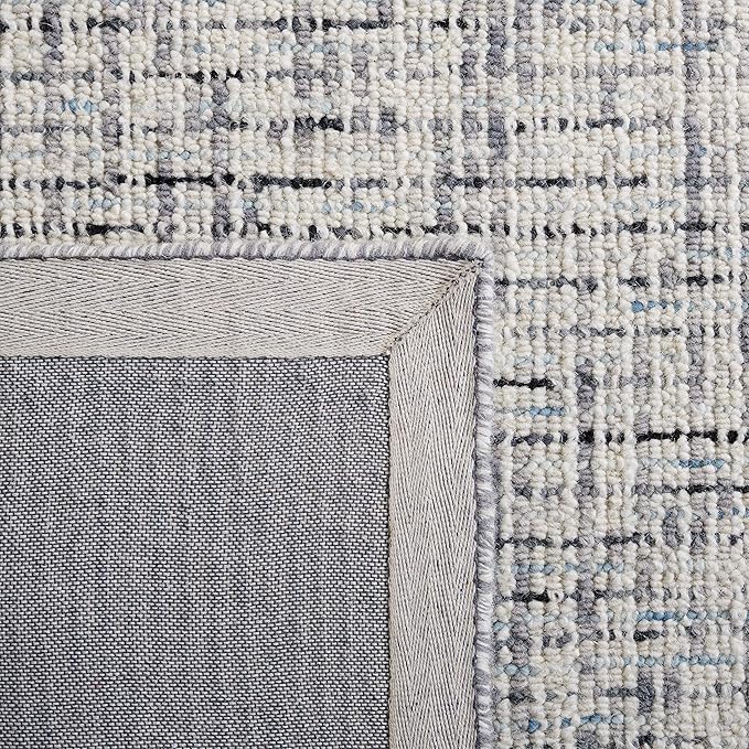 SAFAVIEH Abstract Collection Area Rug - 10' x 14', Grey & Ivory, Handmade Wool, Ideal for High Traffic Areas in Living Room, Bedroom (ABT468J)