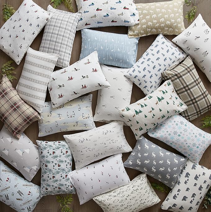 Eddie Bauer - Queen Sheets, Cotton Flannel Bedding Set, Brushed For Extra Softness, Cozy Home Decor (Birch Forest, Queen)