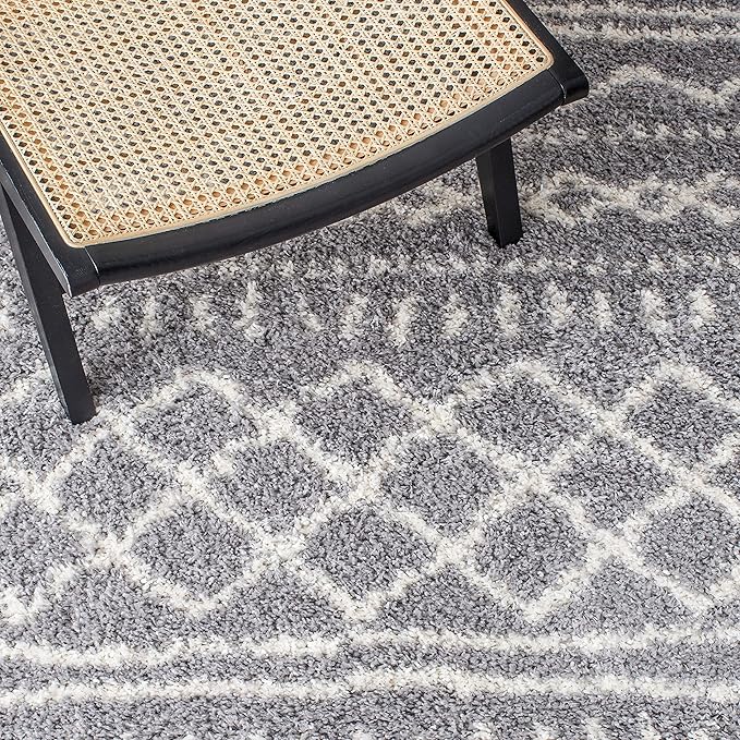 SAFAVIEH Arizona Shag Collection 2' 3" x 8' Grey/Ivory ASG741G Moroccan Non-Shedding Entryway Foyer Living Room Bedroom 1.6-inch Thick Runner Rug